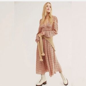Free People Indigo Child Maxi Dress (Ivory Red Floral, XS)